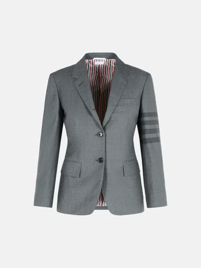 THOM BROWNE '4-BAR' GREY WOOL BLAZER