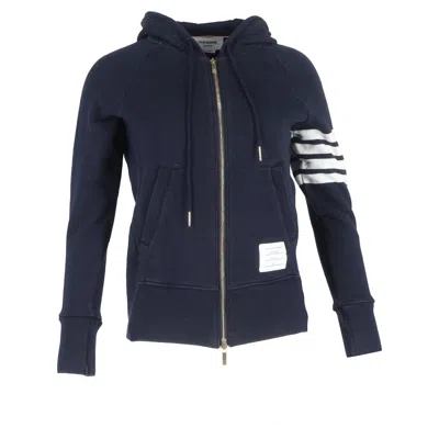 THOM BROWNE 4-BAR HOODIE IN NAVY BLUE COTTON