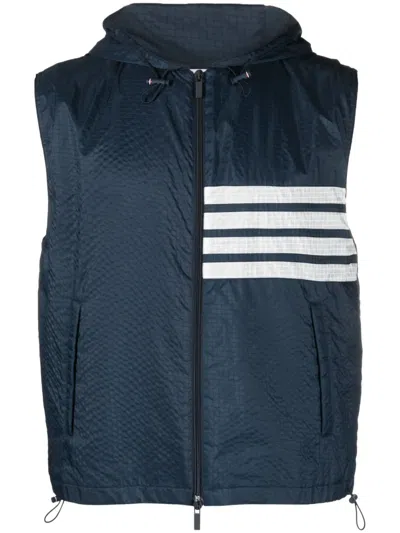 THOM BROWNE 4-BAR STRIPE RIPSTOP HOODED GILET