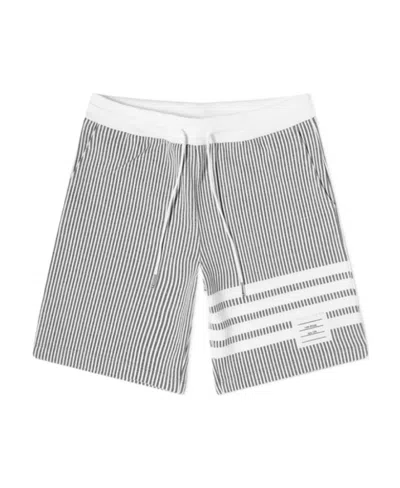 THOM BROWNE THOM BROWNE 4-BAR STRIPED SEERSUCKER DRAWSTRING SHORTS