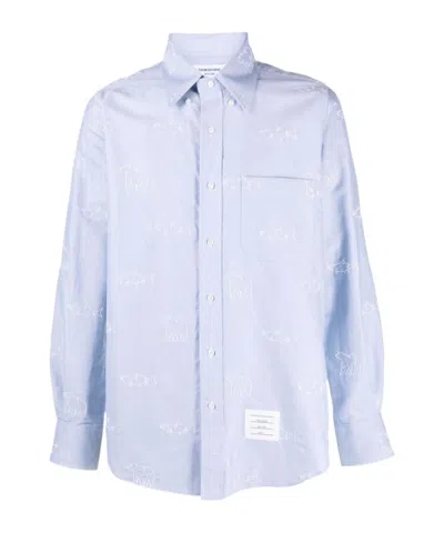 THOM BROWNE ANIMAL-EMBROIDERED LONG-SLEEVE SHIRT