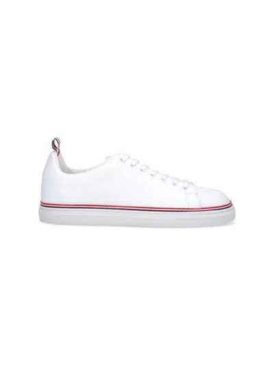 THOM BROWNE CALF LEATHER TENNIS SHOES