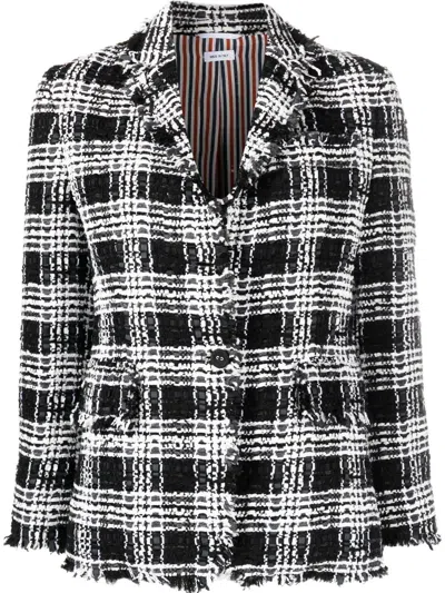 THOM BROWNE CHECK-PATTERN TWEED JACKET