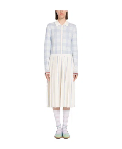 THOM BROWNE CHECKED JACQUARD WOOL CARDIGAN