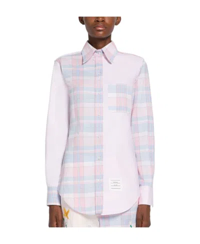 THOM BROWNE CHECKED LONG-SLEEVED SHIRT