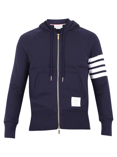THOM BROWNE CLASSIC FULL ZIP HOODIE IN CLASSIC LOOPBACK W/ ENGINEERED 4 BAR