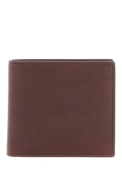 THOM BROWNE COMPACT DARK BROWN CALFSKIN WALLET WITH SLOTS