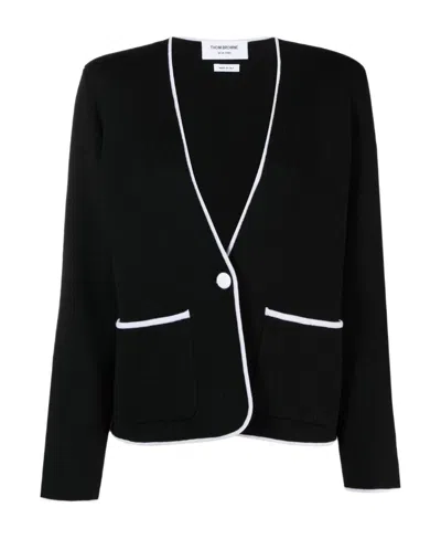 THOM BROWNE THOM BROWNE SINGLE BREASTED COLLARLESS JACKET