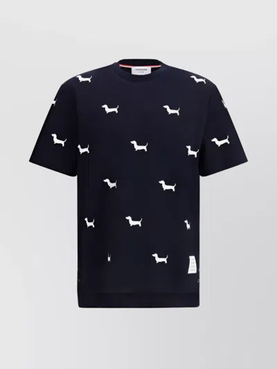 THOM BROWNE DACHSHUNDS EMBROIDERED COTTON T-SHIRT