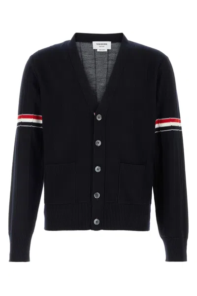 THOM BROWNE THOM BROWNE DARK BLUE WOOL CARDIGAN