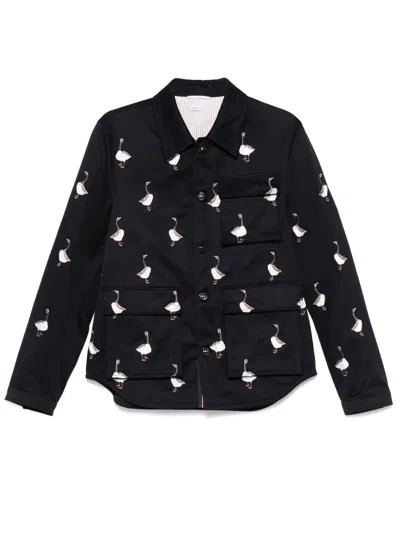 THOM BROWNE EMBROIDERED-MOTIF JACKET