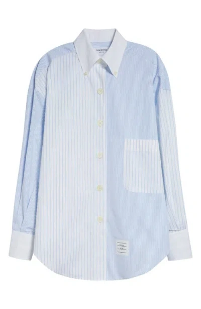 THOM BROWNE THOM BROWNE FIN-MIX STRIPE SUPIMA® COTTON POPLIN BUTTON-DOWN SHIRT