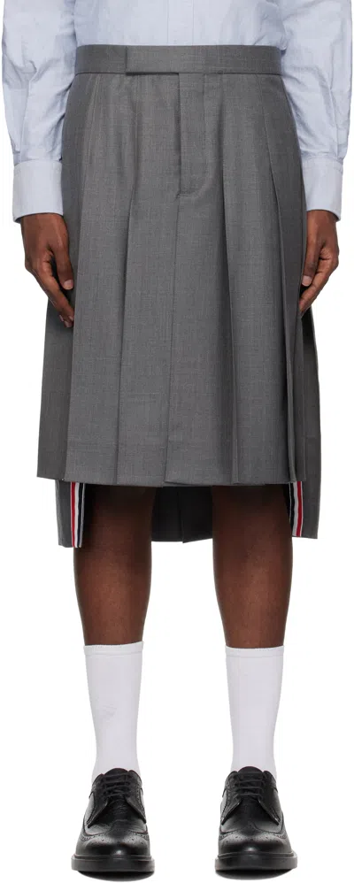THOM BROWNE GRAY CLASSIC TWILL PLEATED SKIRT