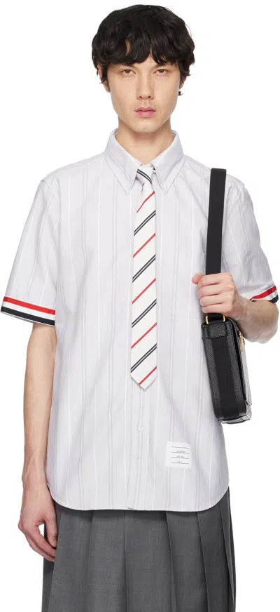 THOM BROWNE GRAY OXFORD STRAIGHT FIT SHIRT