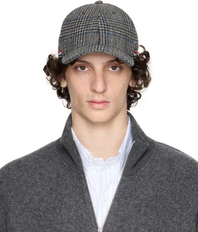 THOM BROWNE GRAY PRINCE OF WALES HUNTING TWEED BASEBALL CAP