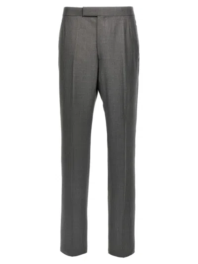 THOM BROWNE MEN GREY CLASSIC NARROW FIT PANTS, 36 LUXURY PANTS FOR MEN DARVEYS