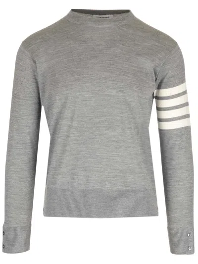 THOM BROWNE GREY MERINO WOOL SWEATER