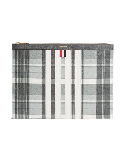 THOM BROWNE THOM BROWNE CHECKERED ZIPPED CLUTCH BAG
