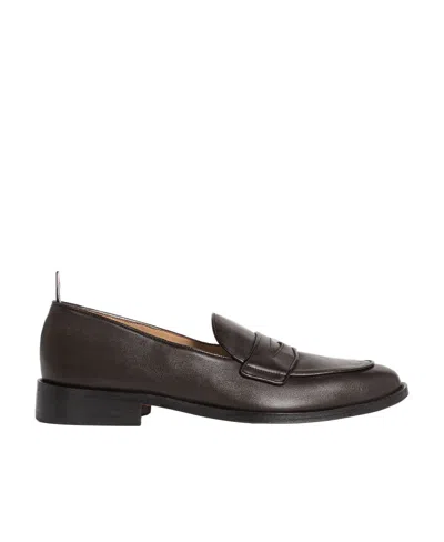 THOM BROWNE GROSGRAIN-LOOP TRIM LOAFERS