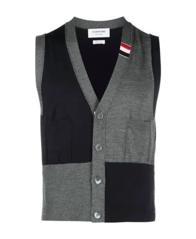 THOM BROWNE THOM BROWNE PANELLED BUTTON-UP CARDIGAN