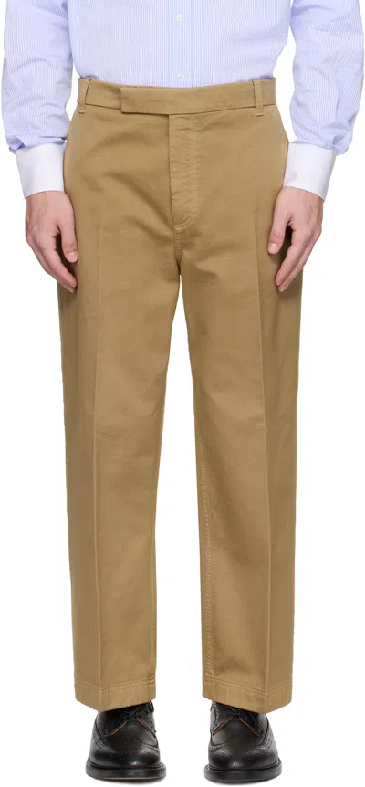 THOM BROWNE KHAKI COTTON TWILL UTILITY TROUSERS