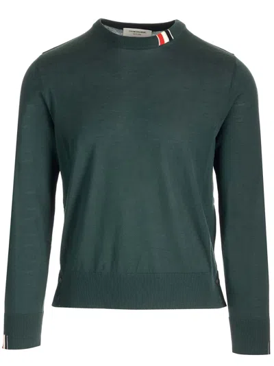 THOM BROWNE KNITWEAR IN GREEN WOOL