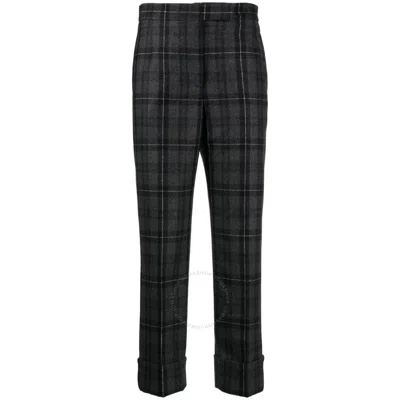 THOM BROWNE THOM BROWNE LADIES CHARCOAL CHECK-PATTERN CROPPED TROUSERS