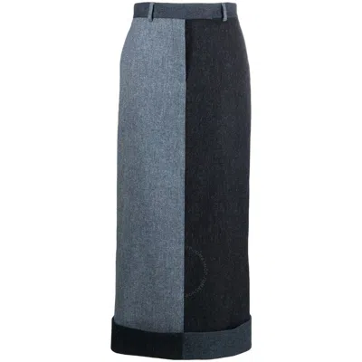 THOM BROWNE THOM BROWNE LADIES NAVY FUN-MIX DONEGAL TWEED SACK TROUSER SKIRT