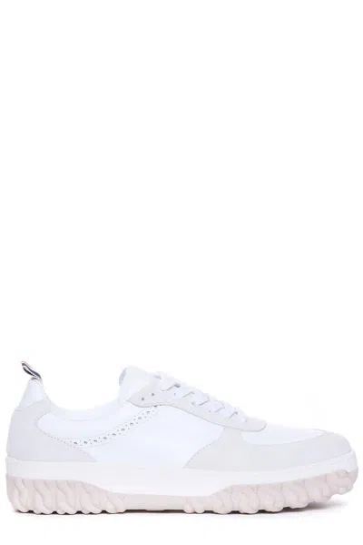 THOM BROWNE LETTERMAN PANELLED LOW-TOP SNEAKERS
