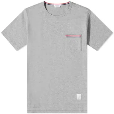 THOM BROWNE THOM BROWNE LIGHT GREY COTTON JERSEY POCKET T-SHIRT