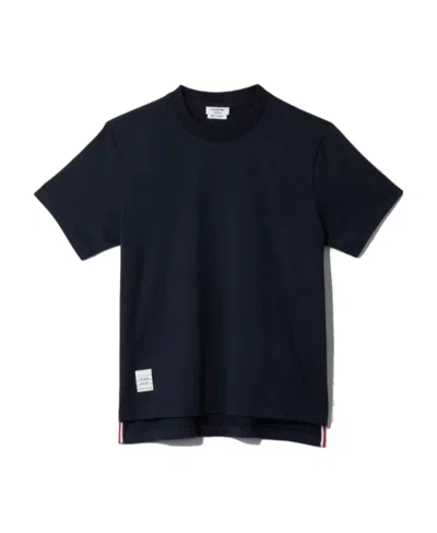THOM BROWNE THOM BROWNE LOGO PATCH CREWNECK T-SHIRT