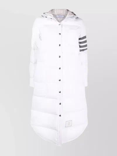 THOM BROWNE LONG HOODED COAT QUILTED DESIGN