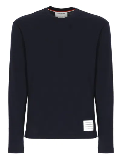 THOM BROWNE LONG SLEEVE WOOL T-SHIRT
