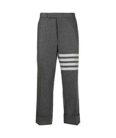 THOM BROWNE THOM BROWNE 4-BAR STRIPE DETAILED FLANNEL TROUSERS