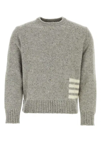 THOM BROWNE MELANGE GREY WOOL BLEND SWEATER