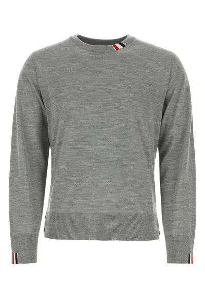 THOM BROWNE MELANGE GREY WOOL SWEATER