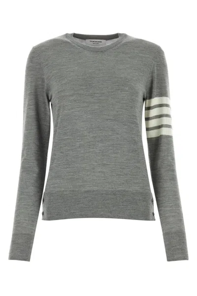 THOM BROWNE MELANGE GREY WOOL SWEATER