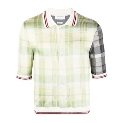 THOM BROWNE THOM BROWNE MEN'S SEASONAL MULTI FUN-MIX COTTON SILK MADRAS POLO SHIRT
