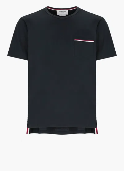 THOM BROWNE NAVY COTTON T-SHIRT