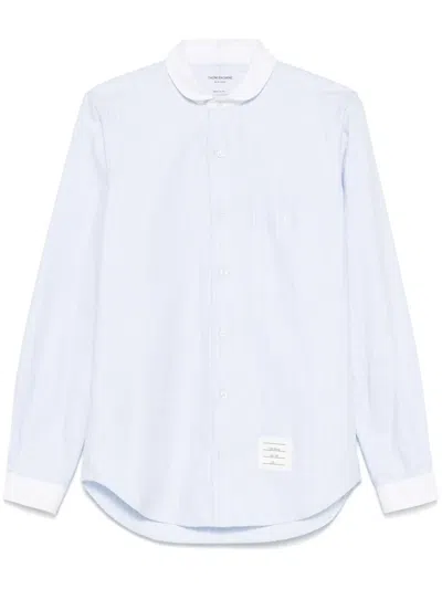 THOM BROWNE PINSTRIPED SHAWL-COLLAR SHIRT