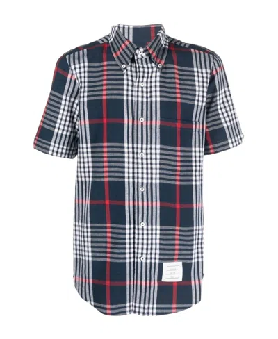THOM BROWNE PLAID-CHECK SHORT-SLEEVE SHIRT