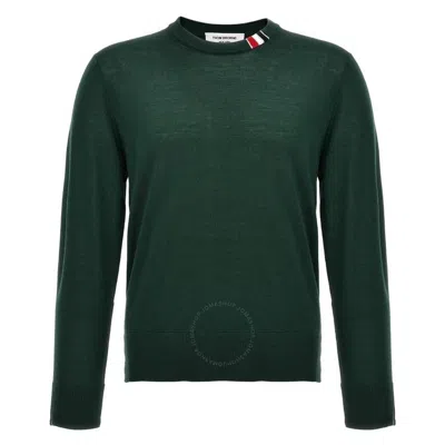 THOM BROWNE THOM BROWNE RELAXED-FIT FINE MERINO STRIPE SWEATER IN DK GREEN