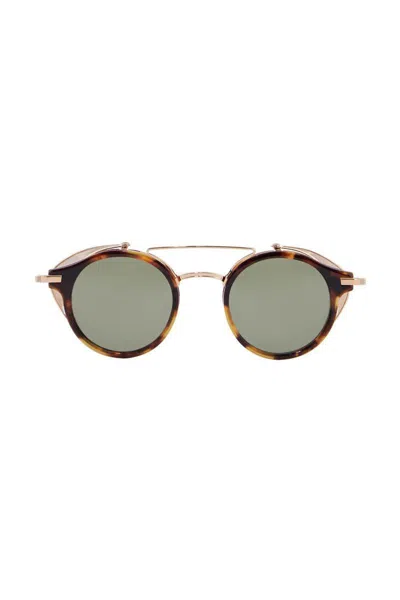 THOM BROWNE ROUND SUNGLASSES TITANIUM ACETATE TORTOISESHELL GREEN LENSES