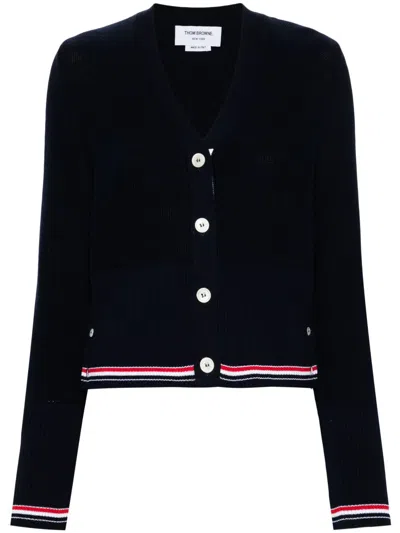 THOM BROWNE RWB-STRIPE COTTON CARDIGAN