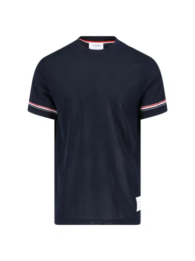 THOM BROWNE THOM BROWNE STRIPE DETAILED CREWNECK T-SHIRT