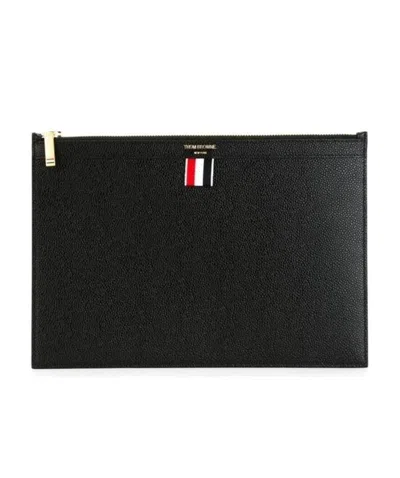 THOM BROWNE THOM BROWNE LOGO PRINTED ZIPPED CLUTCH BAG