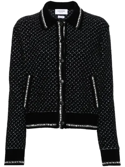 THOM BROWNE SPREAD-COLLAR TWEED BOMBER JACKET