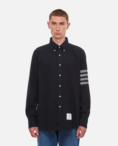 THOM BROWNE STRAIGHT FIT SHIRT W/ TONAL 4 BAR IN FLANNEL