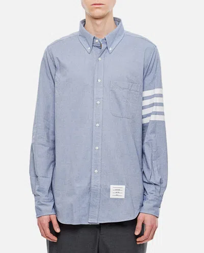 THOM BROWNE STRAIGHT FIT SHIRT W/ TONAL 4 BAR IN FLANNEL