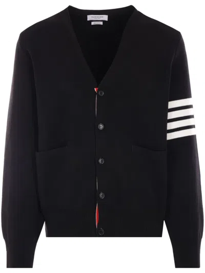 THOM BROWNE STRIPE-DETAIL COTTON CARDIGAN